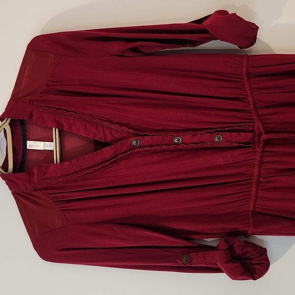 P2P 18" Xhilaration Burgundy Long Sleeve Dress - Picture 2 of 5